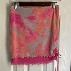 Wild Fable Pink & Orange Race Festival Tie-Dye Mini Skirt